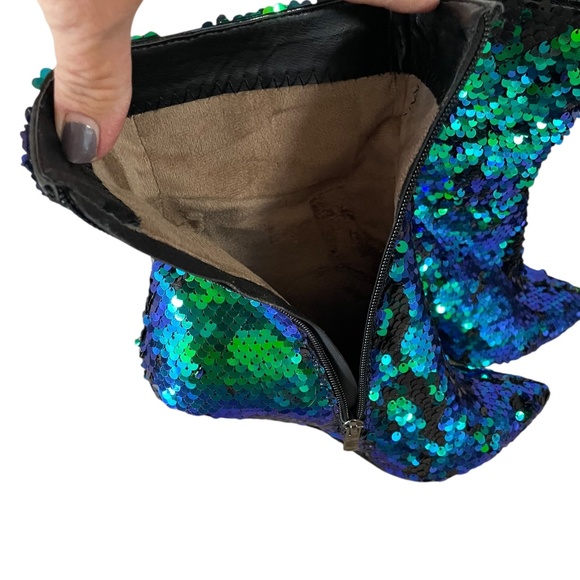 Fashion Sequin Clear Block Heel Ankle Boots Size 7.5 - Picture 5 of 12
